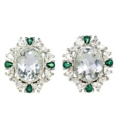 Сережки. Натуральний празіоліт. Срібло 925. С6764