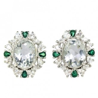 Сережки. Натуральний празіоліт. Срібло 925. С6764