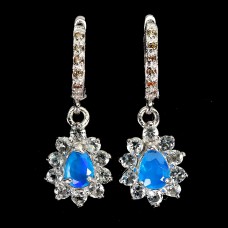 Сережки. Натуральний опал, аквамарин і сапфір. Срібло 925. С6772
