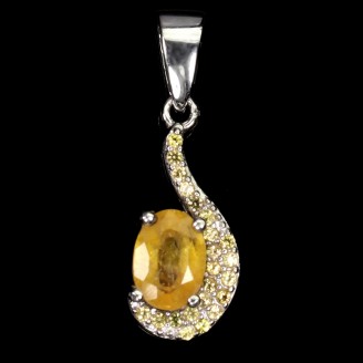 Підвіска. Натуральний сапфір жовтий. Срібло 925. П6776