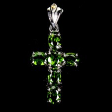 Підвіска. Натуральний хром діопсид і сапфір. Срібло 925. П6781
