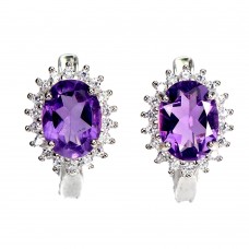 Сережки. Натуральний аметист. Срібло 925. С6783