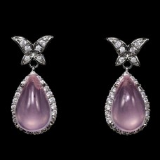 Сережки. Натуральний кварц рожевий . Срібло 925. С6785