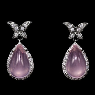 Сережки. Натуральний кварц рожевий . Срібло 925. С6785