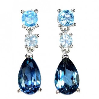 Сережки. Натуральний топаз Лондон і топаз. Срібло 925. С6787