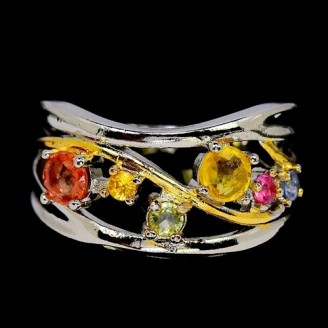 Каблучка. Натуральний сапфір мульти. Срібло 925. К6790