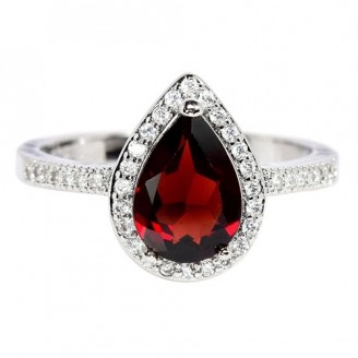 Каблучка. Натуральний гранат. Срібло 925. К6792