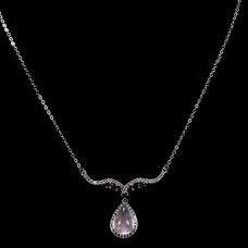 Кольє. Натуральний кварц рожевий . Срібло 925. П6794