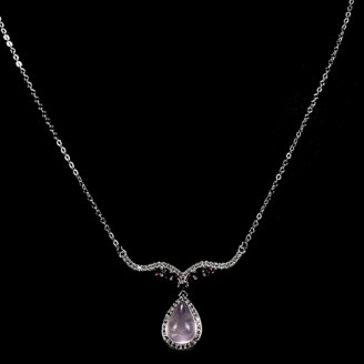 Кольє. Натуральний кварц рожевий . Срібло 925. П6794