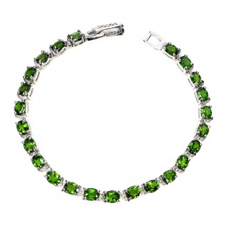 Браслет. Натуральний хром діопсид. Срібло 925. Б6796