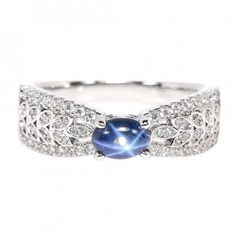 Каблучка. Натуральний сапфір зірчастий. Срібло 925. К6800