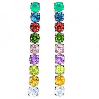 Сережки. Натуральний мультиколор. Срібло 925. С6803