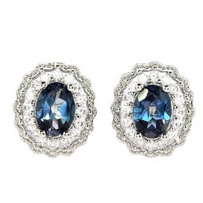 Сережки. Натуральний топаз лондон. Срібло 925. С6804