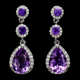 Сережки. Натуральний аметист. Срібло 925. С6805