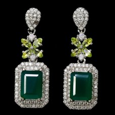 Сережки. Натуральний авантюрин і перидот. Срібло 925. С6806