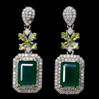 Сережки. Натуральний авантюрин і перидот. Срібло 925. С6806