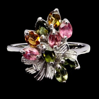 Каблучка. Натуральний турмалін. Срібло 925. К6815