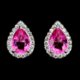 Сережки. Натуральний топаз рожевий. Срібло 925. С6820