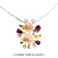 Підвіска. Натуральний опал, перламутр і гранат родоліт. Срібло 925. П6822