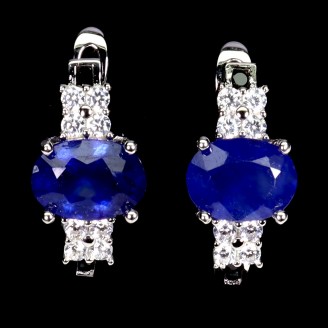 Сережки. Натуральний сапфір і шпінель. Срібло 925. С6828