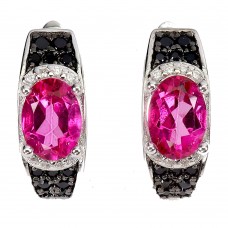 Сережки. Натуральний топаз рожевий і шпінель. Срібло 925. С6829