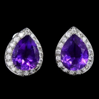 Сережки. Натуральний аметист. Срібло 925. С6831