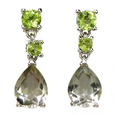 Сережки. Натуральний празіоліт і перидот. Срібло 925. С6833