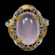 Каблучка. Натуральний рожевий кварц. Срібло 925. К6838