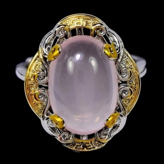 Каблучка. Натуральний рожевий кварц. Срібло 925. К6838