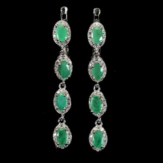 Сережки. Натуральний смарагд. Срібло 925. С6840