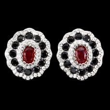Сережки. Натуральний рубін і шпінель. Срібло 925. С6842