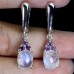 Сережки. Натуральний місячний камінь і аметист. Срібло 925. С6843
