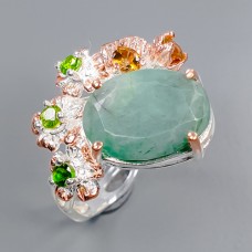 Handmade! Кольцо. Натуральный изумруд. Серебро 925.